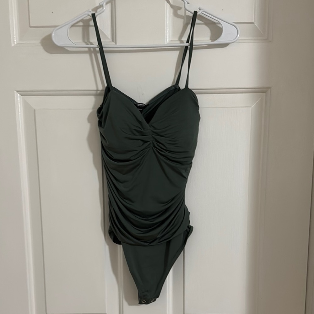 NWOT Express green thong bodysuit
